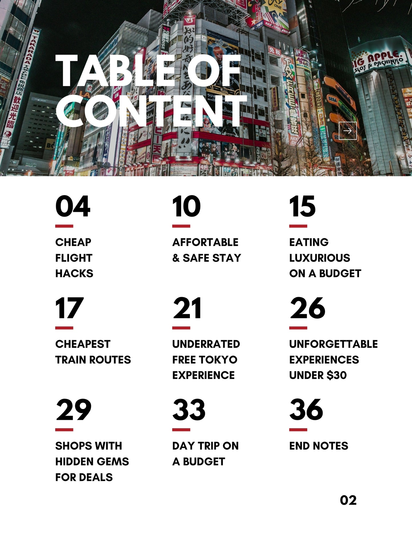 table of content