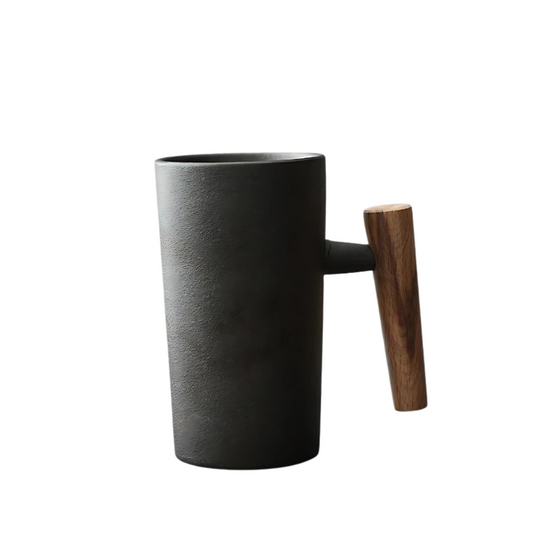 Japanese Coffee Mug with Wooden Handle