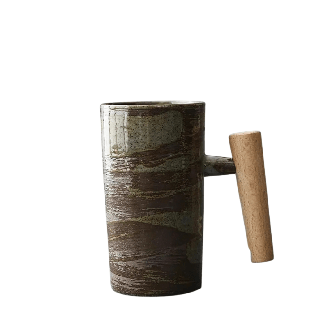 Green Japanese Coffee with Wooden Handle