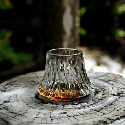 Elegant Mt Fuji whiskey glass, perfect for Japanese giftware and whiskey lovers